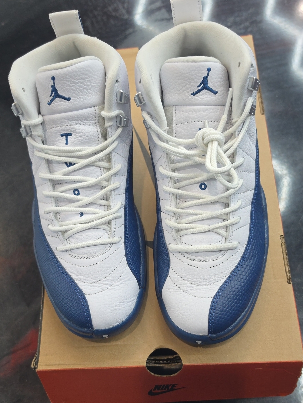 Nike Air Jordan White and Blue Retro Basketball Sneakers